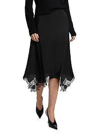 Lace-Trimmed Silk Skirt