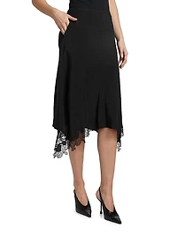 Lace-Trimmed Silk Skirt
