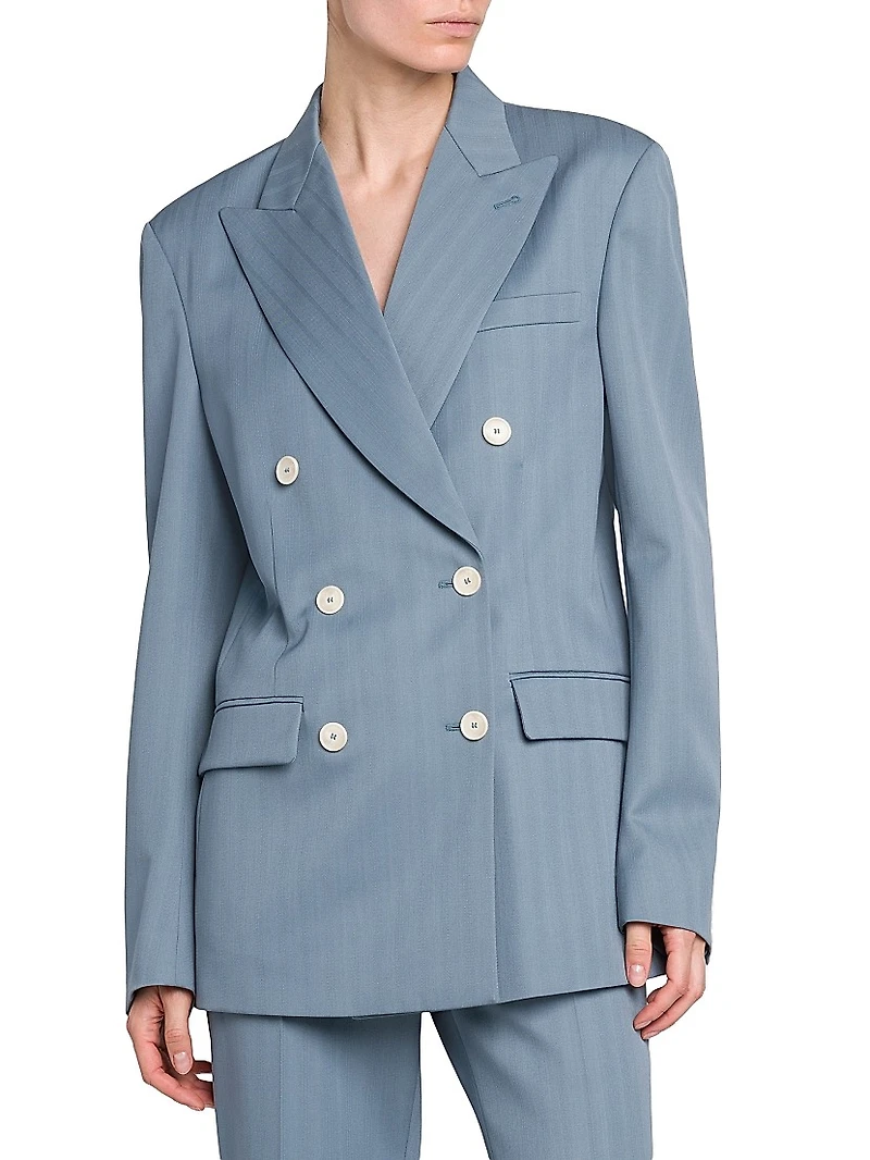 Striped Double-Breasted Jacket