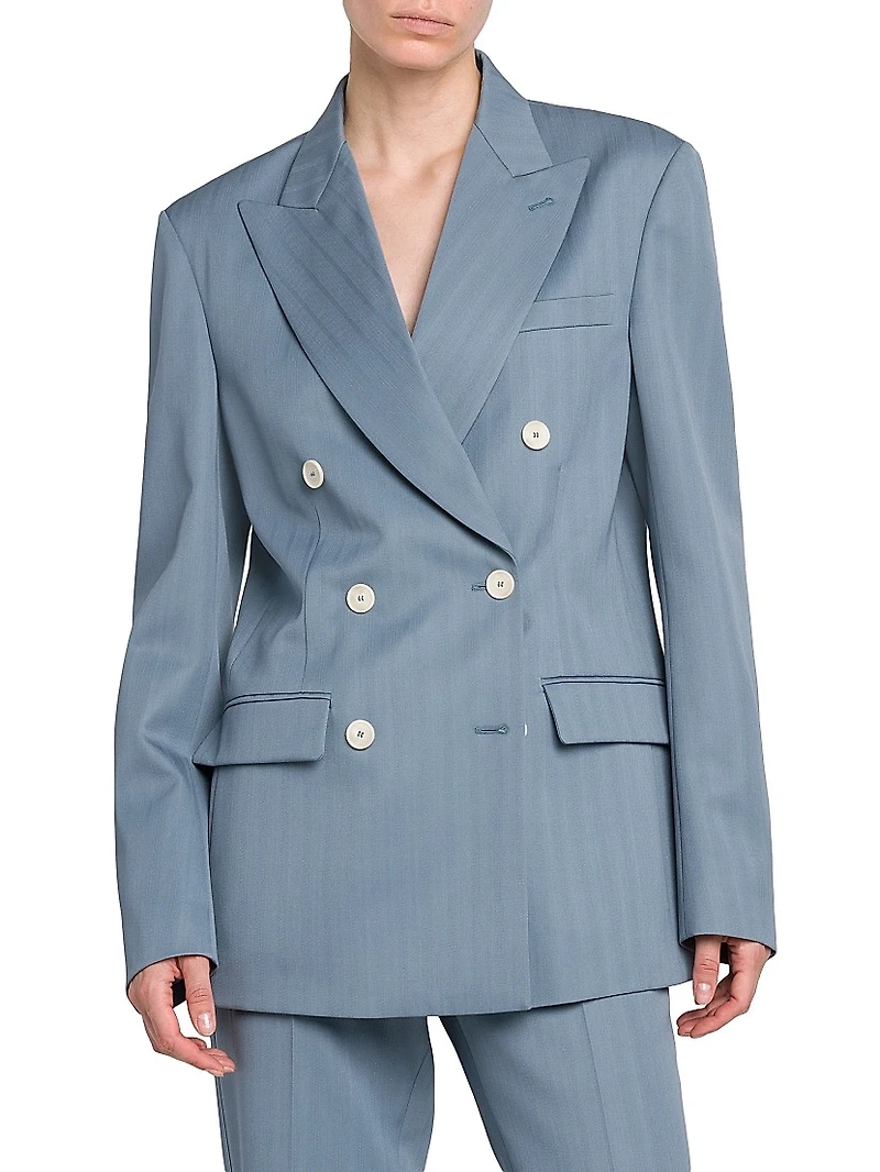 Striped Double-Breasted Jacket