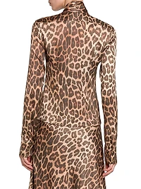 Leopard Print Tieneck Blouse
