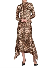 Leopard Print Tieneck Blouse