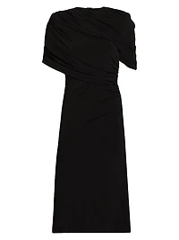 Draped Cape Midi-Dress