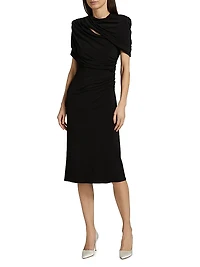 Draped Cape Midi-Dress