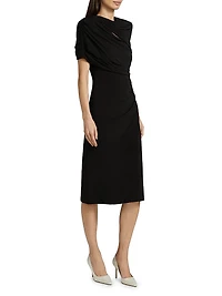 Draped Cape Midi-Dress