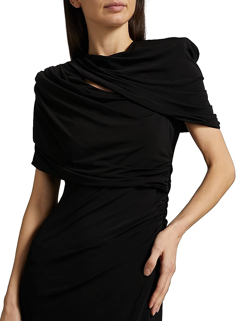 Draped Cape Midi-Dress