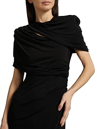 Draped Cape Midi-Dress