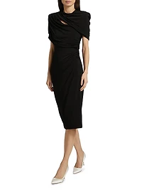 Draped Cape Midi-Dress