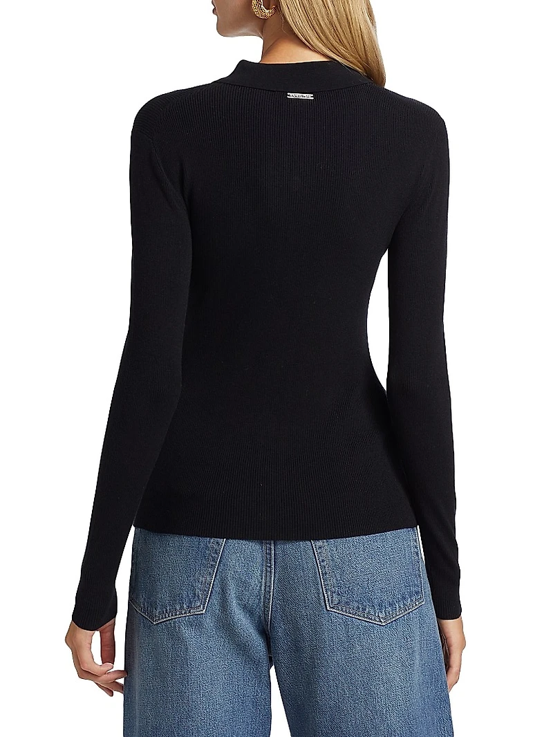 Rib-Knit Button-Front Cardigan