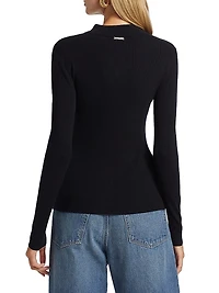 Rib-Knit Button-Front Cardigan