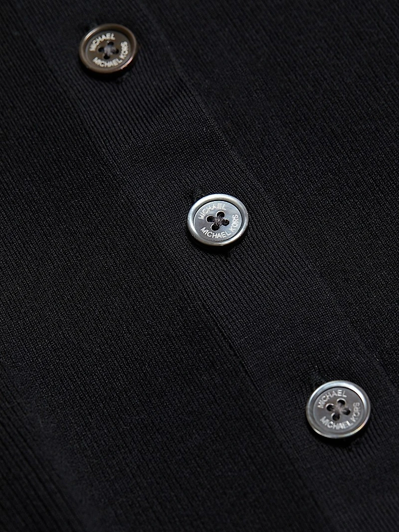 Rib-Knit Button-Front Cardigan