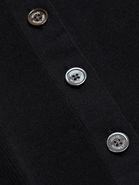 Rib-Knit Button-Front Cardigan
