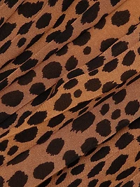 Cheetah Pleated Long-Sleeve Minidress