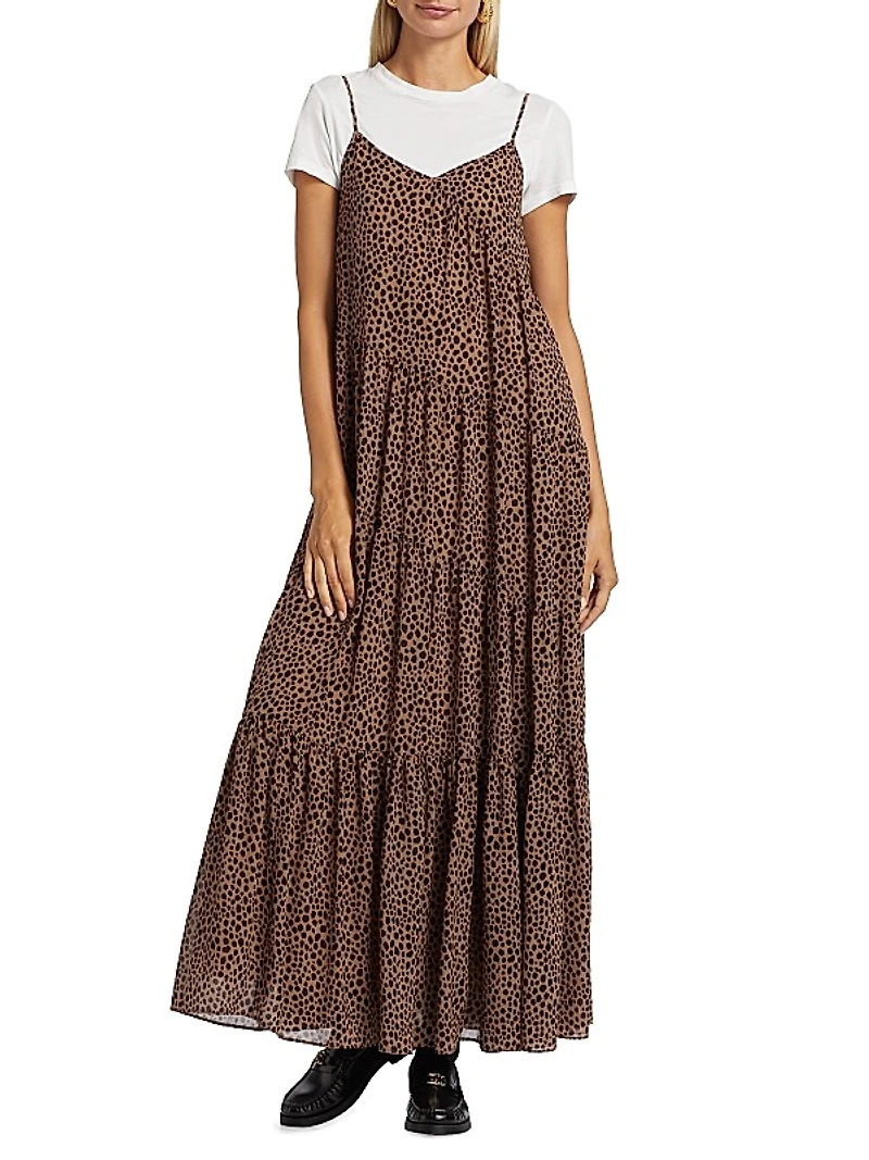 Cheetah Tiered Sleeveless Maxi Dress