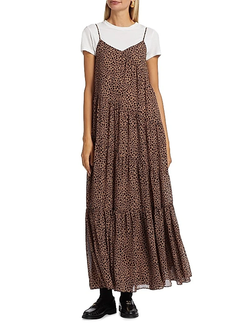 Cheetah Tiered Sleeveless Maxi Dress