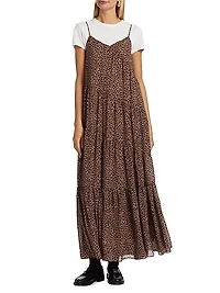Cheetah Tiered Sleeveless Maxi Dress