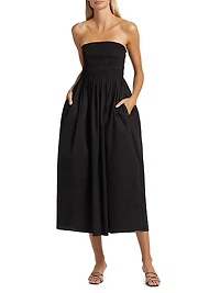 Smocked Cotton Midi Dress