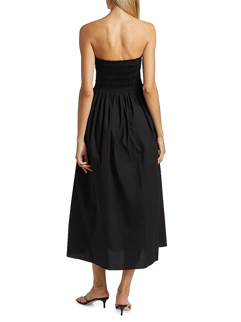 Smocked Cotton Midi Dress