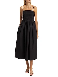 Smocked Cotton Midi Dress