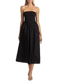 Smocked Cotton Midi Dress