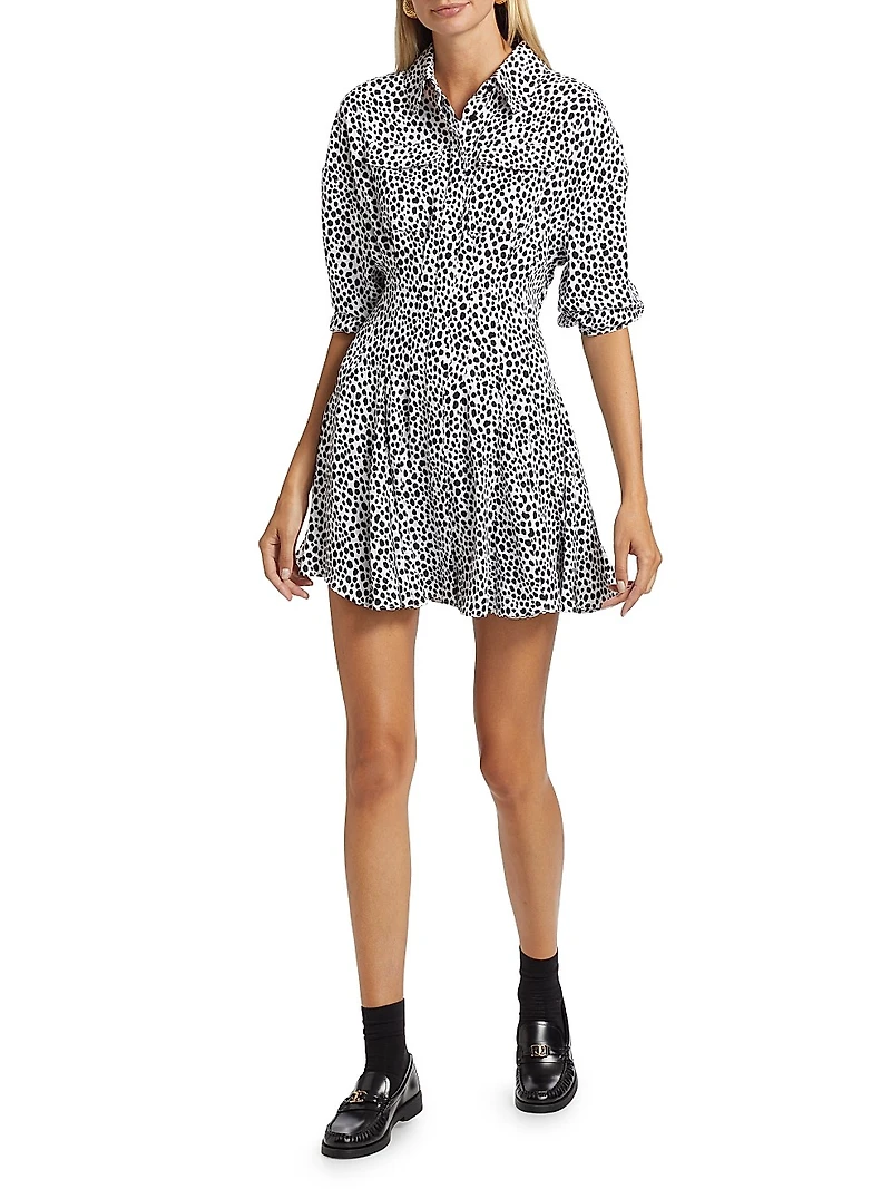 Cheetah Crepe Fit & Flare Minidress