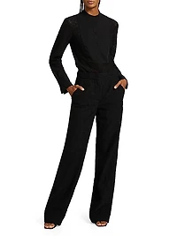 Tonelli Jacquard Straight-Leg Pants