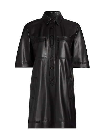 Koulis Faux-Leather Minidress