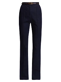 Gracie Stretch-Denim Belted Pants