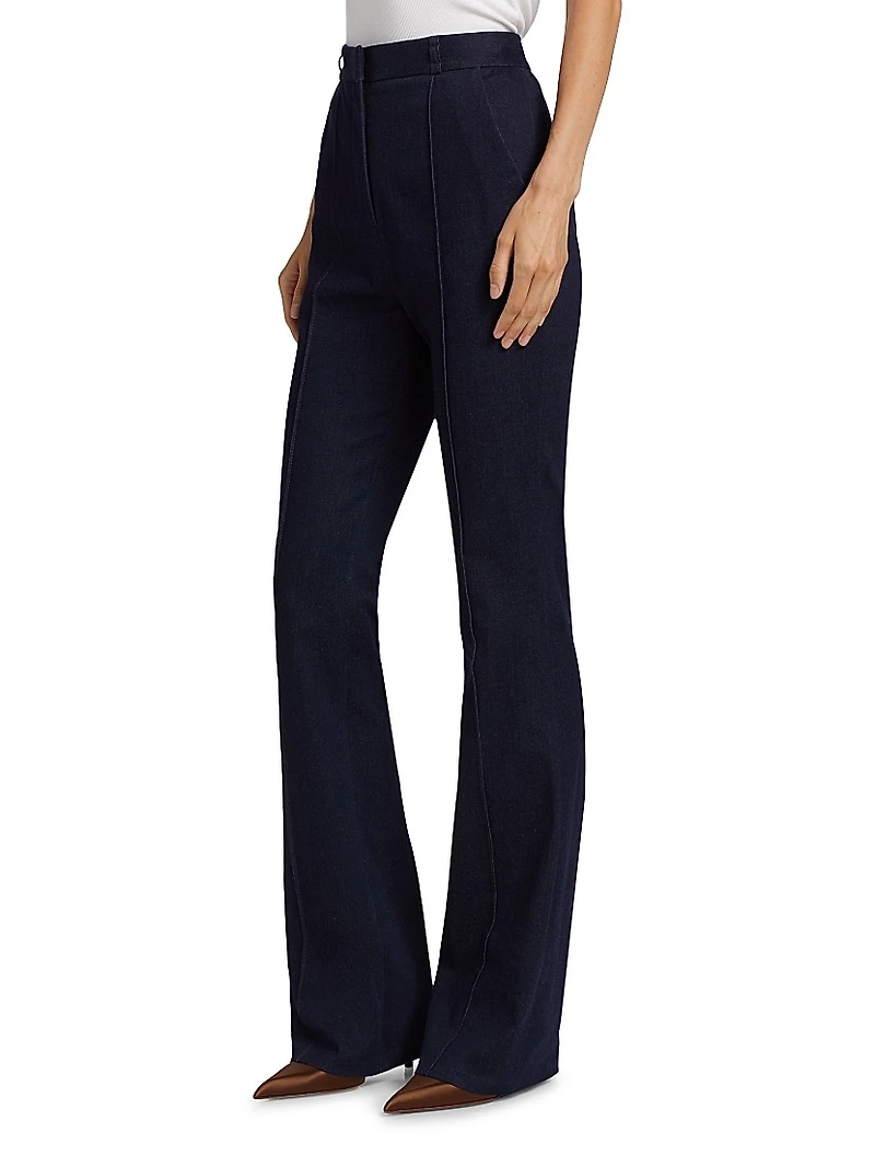 Gracie Stretch-Denim Belted Pants