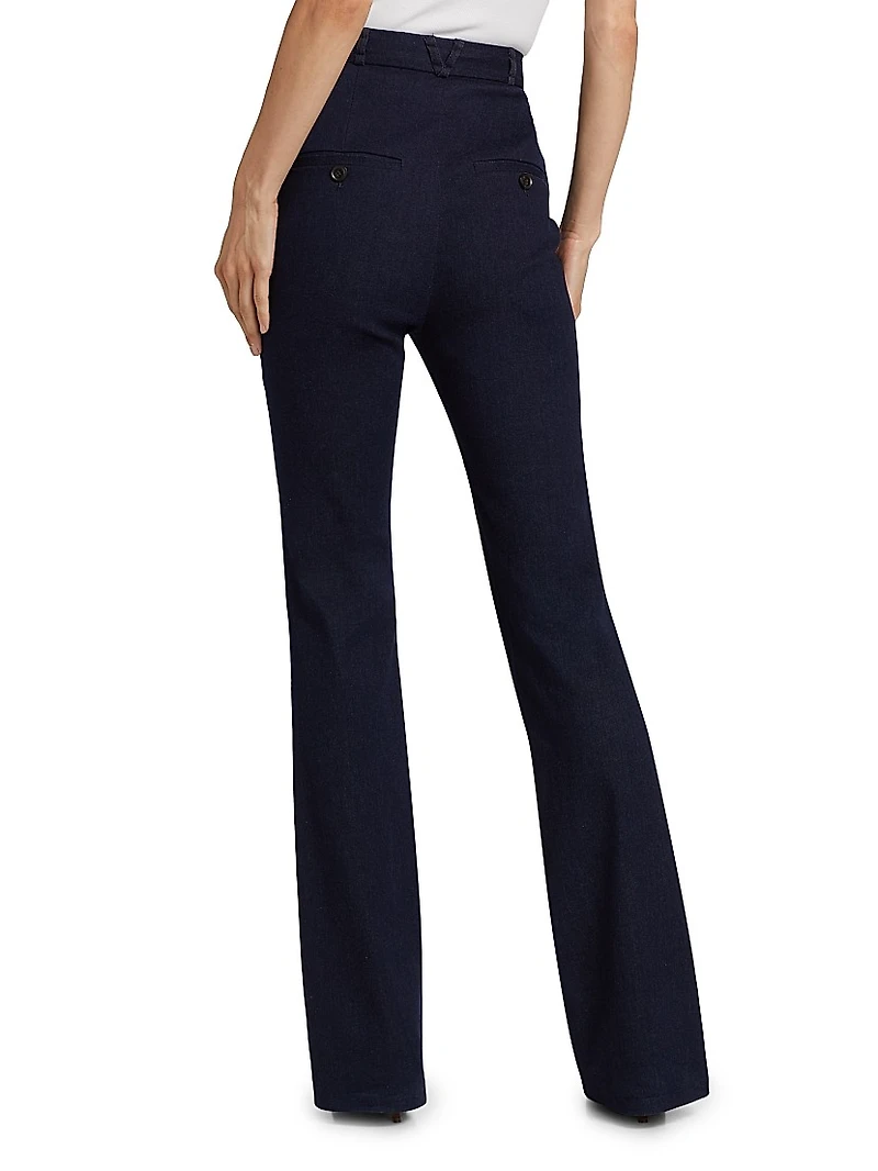 Gracie Stretch-Denim Belted Pants