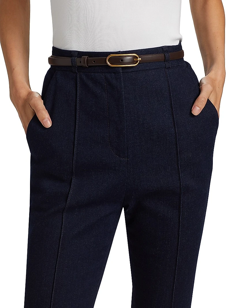 Gracie Stretch-Denim Belted Pants