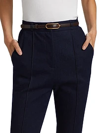 Gracie Stretch-Denim Belted Pants