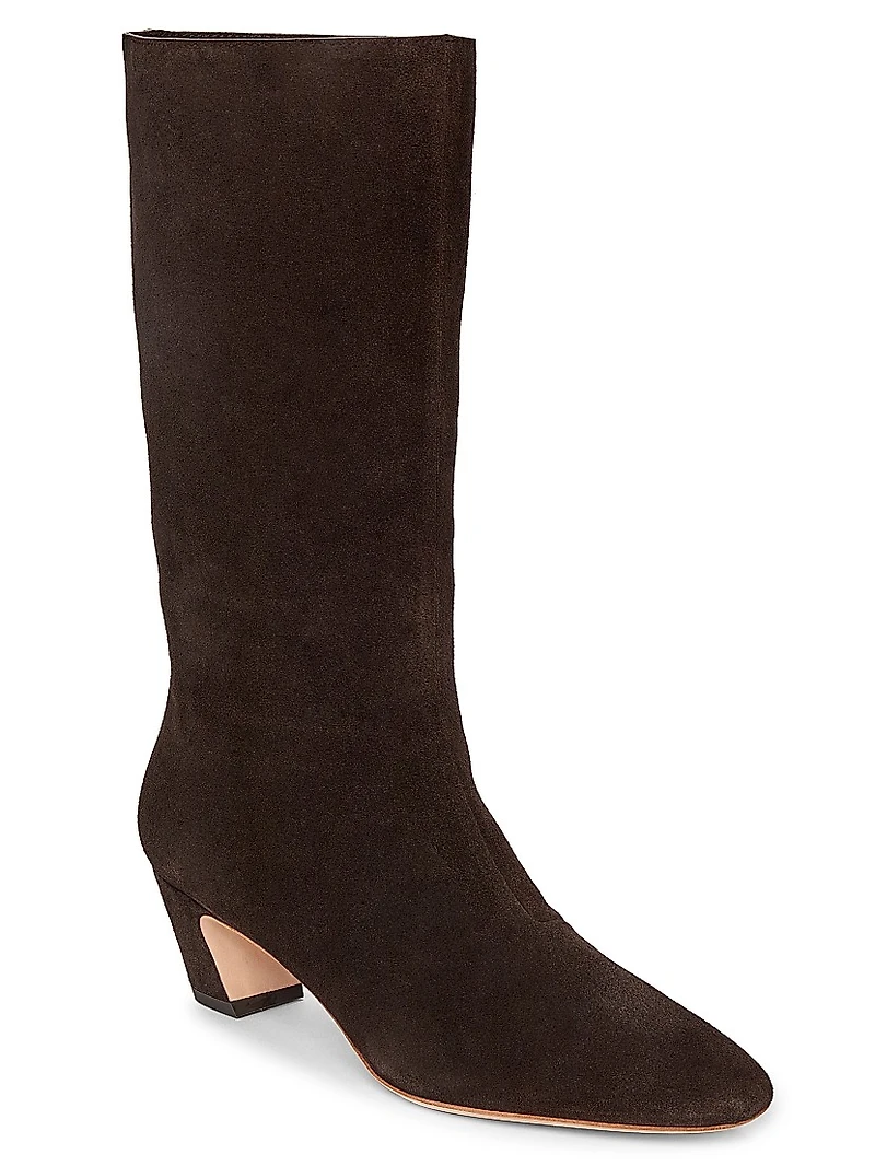 Cleo Suede Curved-Heel Boots