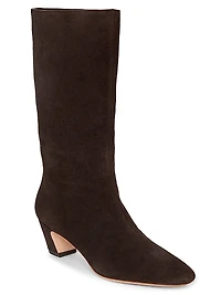 Cleo Suede Curved-Heel Boots