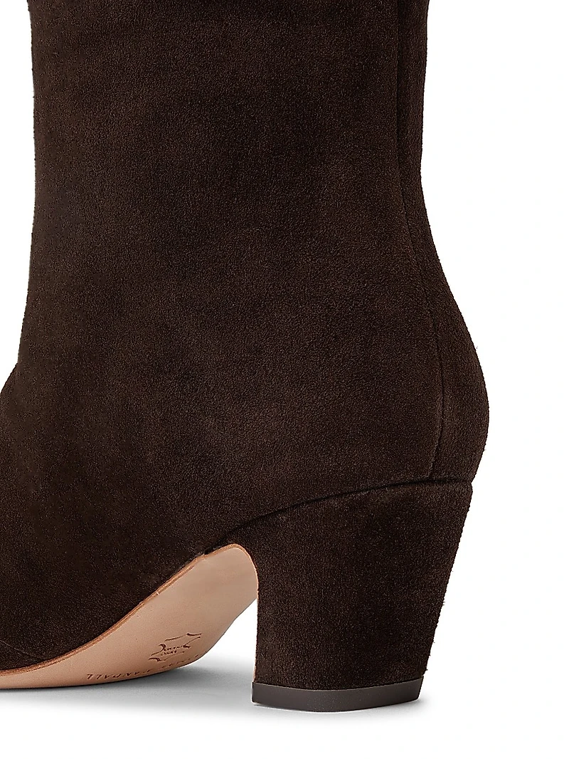 Cleo Suede Curved-Heel Boots