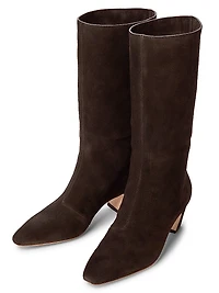 Cleo Suede Curved-Heel Boots