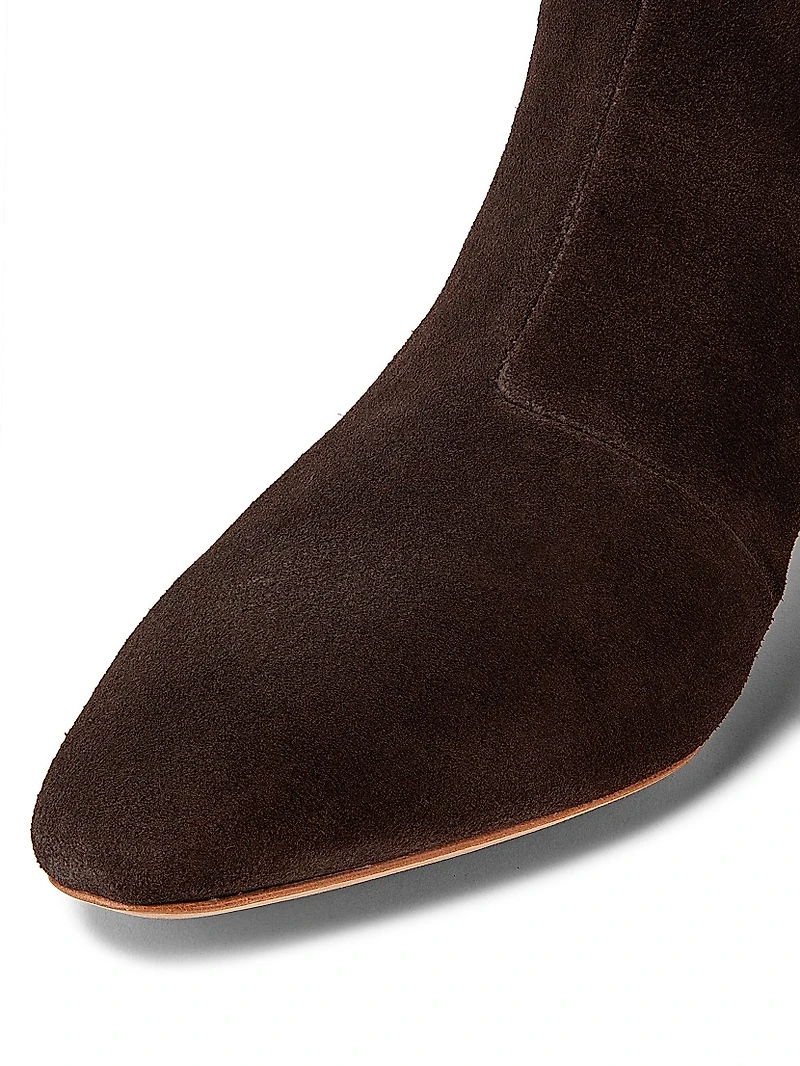Cleo Suede Curved-Heel Boots