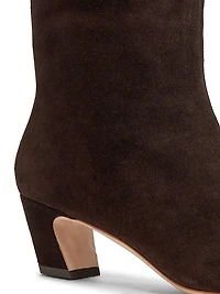 Cleo Suede Curved-Heel Boots