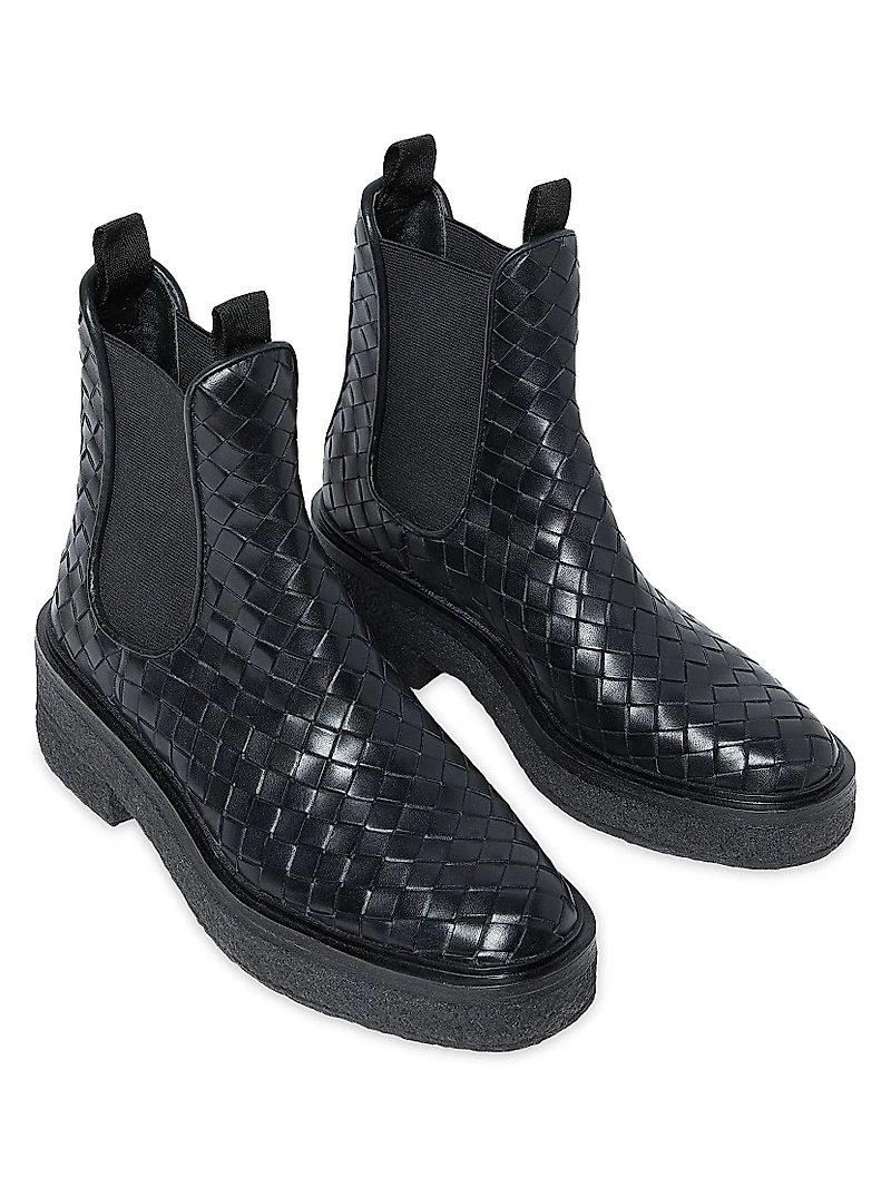 Raquel Woven Leather Ankle Boots