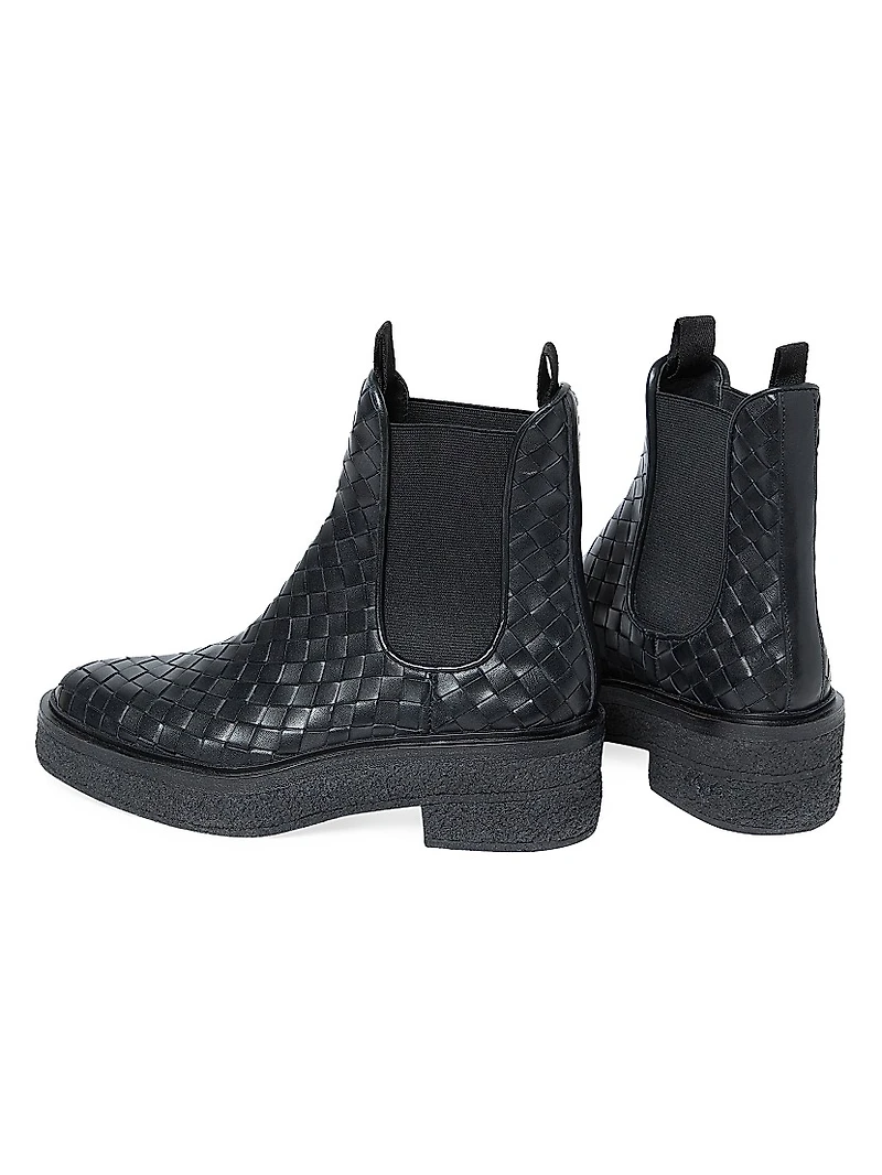 Raquel Woven Leather Ankle Boots