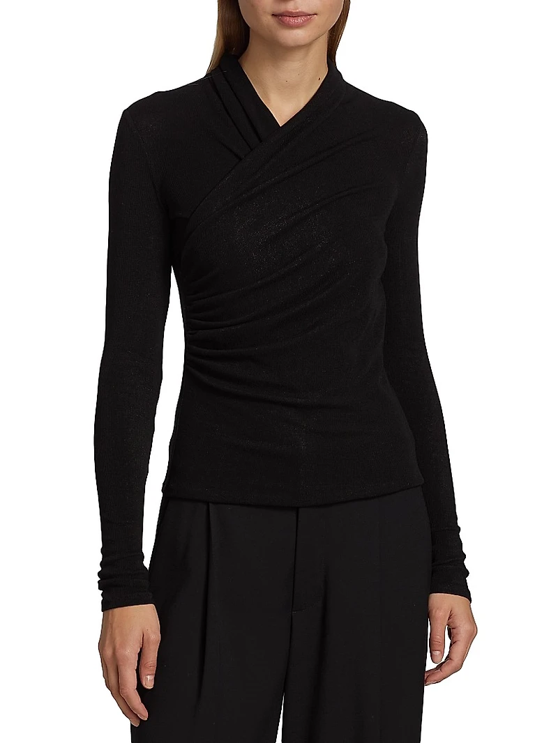 Ruched Long-Sleeve Top