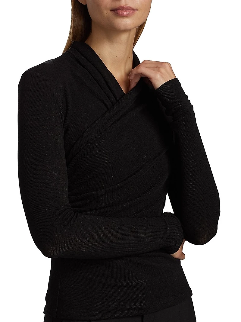 Ruched Long-Sleeve Top