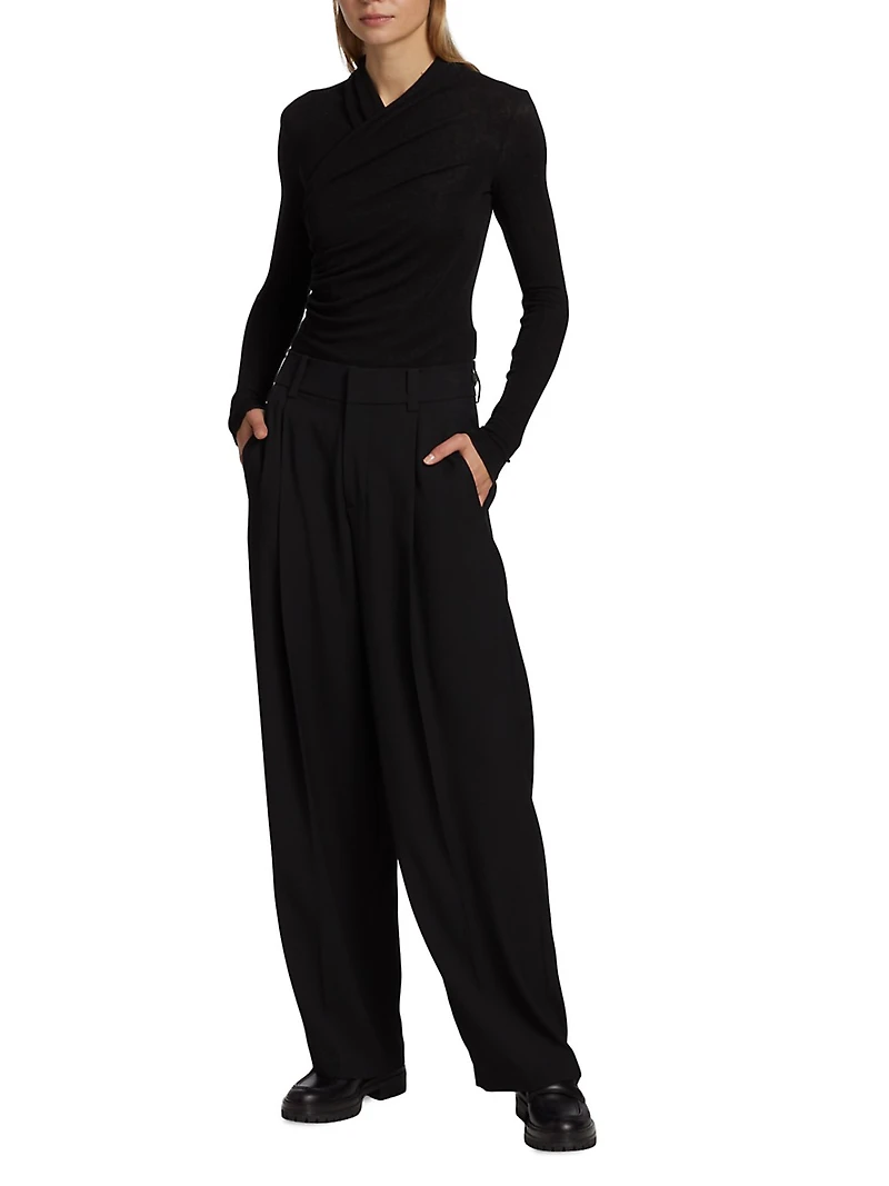 Ruched Long-Sleeve Top