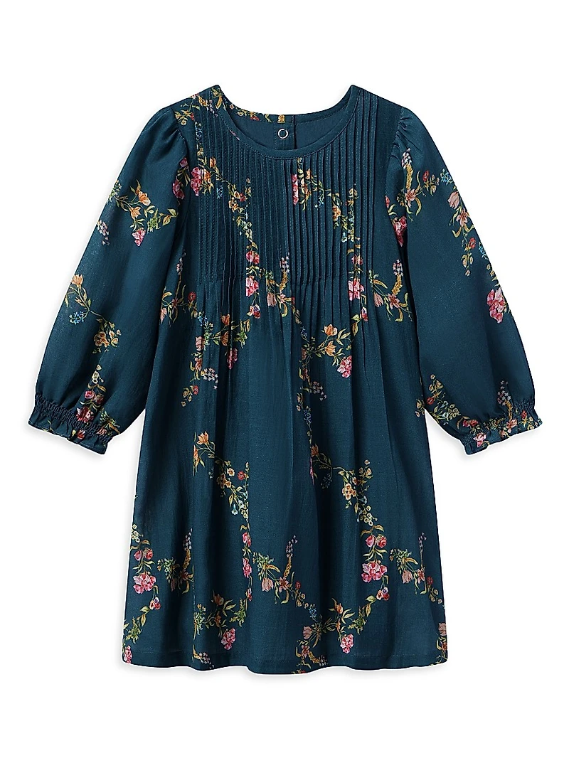 Little Girl's & Girl's Pintuck Floral Print Dress