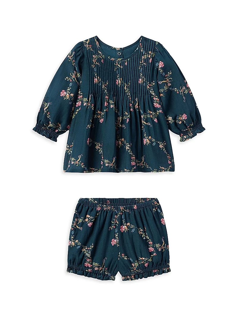 Baby Girl's & Little 2-Piece Floral Print Top Shorts Set