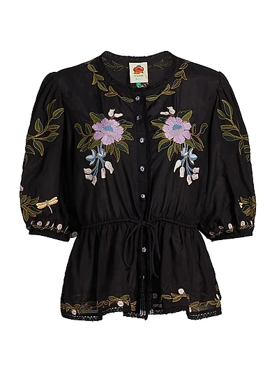 Winter Garden Embroidered Top