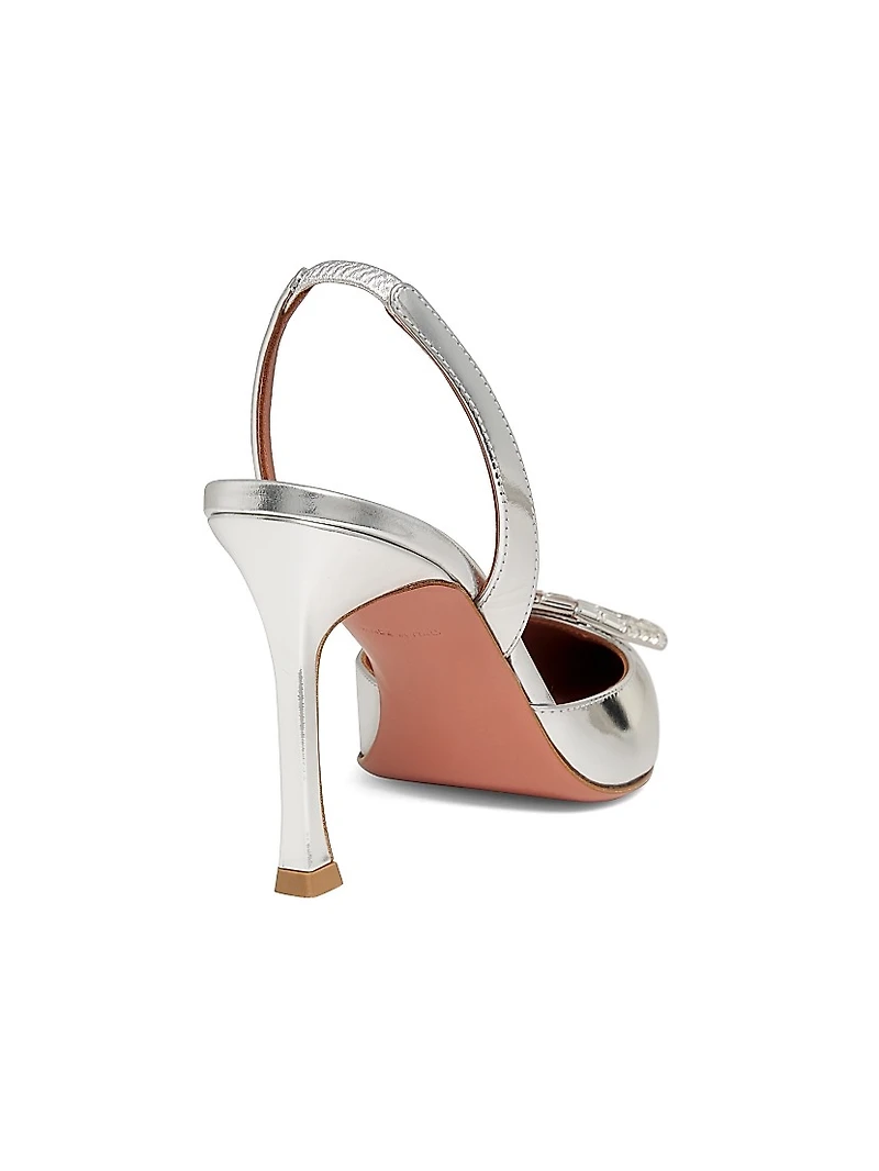 Camelia 90MM Laminated Metallic Leather Slingback Pumps