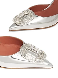 Camelia 90MM Laminated Metallic Leather Slingback Pumps