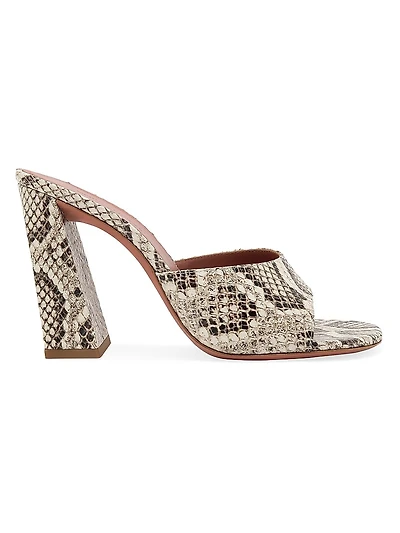 Brigitte 95MM Snake Leather Mules