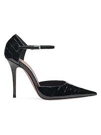 Barbara 105MM Crocodile-Embossed Mary Jane Pumps